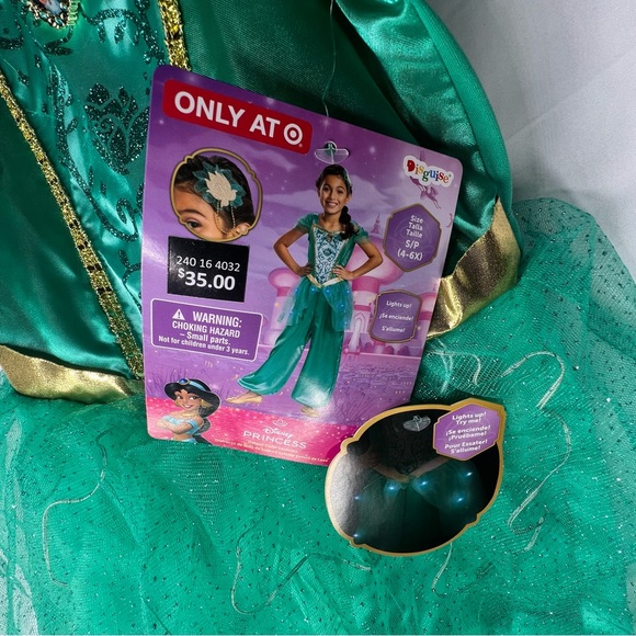 Disney JASMINE Deluxe Light Up Costume Small Princess Halloween Aladdin Dress Up - Picture 6 of 7